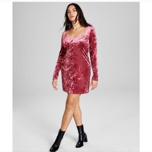 AND NOW THIS Crushed Velvet Sheath Mini Dress Clay Red NWT